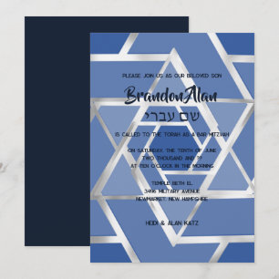 Convite Bar Mitzvah Estrelas em Camadas de David Quaisquer