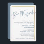 Convite BAR MITZVAH - estrutura de ouro azul simples e mod<br><div class="desc">por kat massard >> kat@simplysweetPAPERIE.com << Ame o design,  mas gostaria de ver algumas mudanças - outro esquema de cores,  produto,  adicionar uma foto ou adaptado para uma ocasião diferente - sem preocupações,  simplesmente me contacte por e-mail - estou feliz em ajudar! - - - -</div>