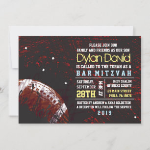Convite Bar Mitzvah FOOTBALL SPLATTER Convite