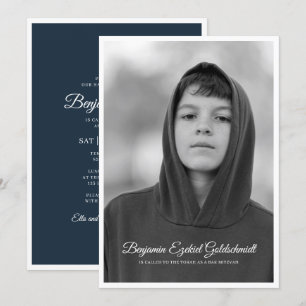 Convite Bar Mitzvah  Foto personalizada clássica e simple