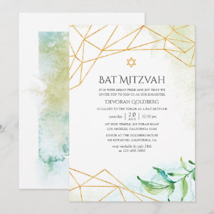 Convite Bar Mitzvah Geométrico Aquarela