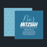 Convite Bar Mitzvah Geométrico Azul Branco<br><div class="desc">Convites de Celebração Judaica - Convites Geométricos de Bar Mitzvah</div>
