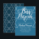 Convite Bar Mitzvah Geométrico Azul e Branco<br><div class="desc">Convites de Celebração Judaica- Convites Geométricos de Bar Mitzvah</div>