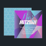 Convite Bar Mitzvah Geométrico Neon Azul e Branco<br><div class="desc">Convites de Celebração Judaica - Convites Geométricos de Bar Mitzvah</div>