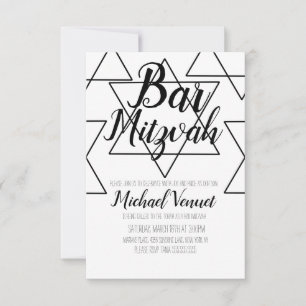 Convite Bar Mitzvah Geométrico Preto e Branco