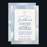 Convite BAR MITZVAH Gold Star smart blue watercolor convit<br><div class="desc">pelo kat massard >> kat@simplysweetPAPERIE.com <<< - - - - - - - - - - - - - - - - - - - - - - - - - - - - - - - - - - - - - - - - - - - - -...</div>