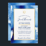 Convite BAR MITZVAH Gold Star smart blue watercolor convit<br><div class="desc">pelo kat massard >> kat@simplysweetPAPERIE.com <<< - - - - - - - - - - - - - - - - - - - - - - - - - - - - - - - - - - - - - - - - - - - - -...</div>