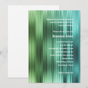 Convite Bar Mitzvah Green Blue Stripes