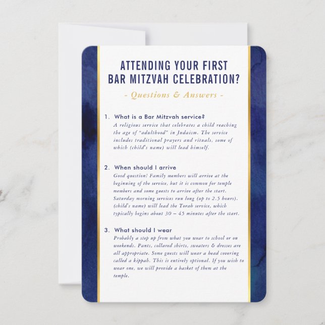 Convite BAR MITZVAH informações de serviço recomendações d (Frente)