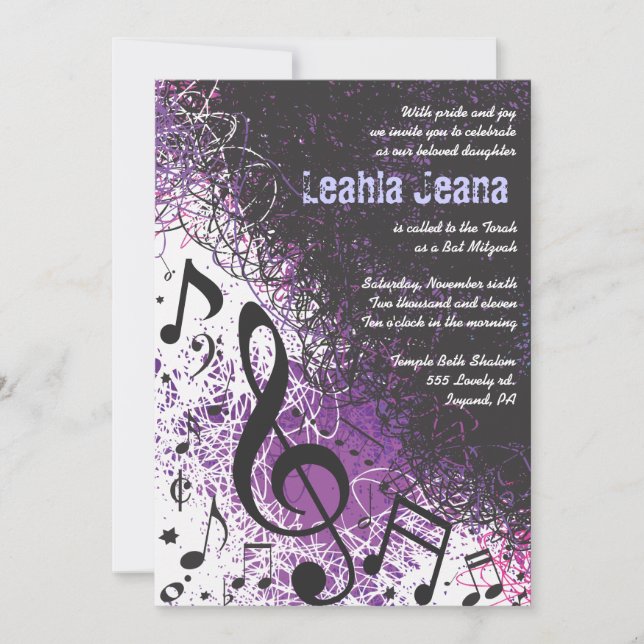 Convite Bar Mitzvah Invitation Violet (Frente)