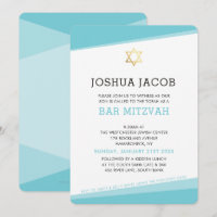 BAR MITZVAH INVITE azul-turquesa simples e moderno