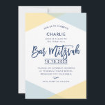 Convite BAR MITZVAH INVITE marinho amarelo- com letras man<br><div class="desc">por kat massard >> kat@simplysweetPAPERIE.com <<< Um super legal e moderno design de convite para o BAR do seu filho MITZVAH TIP :: 1. Para alterar/mover gráficos e fontes e adicionar mais texto - pressione o botão "personalizar". - - - - - - - - - - - - -...</div>