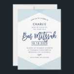 Convite BAR MITZVAH INVITE marinho pálido, com letra manua<br><div class="desc">por kat massard >> kat@simplysweetPAPERIE.com <<< Um super legal e moderno design de convite para o BAR do seu filho MITZVAH TIP :: 1. Para alterar/mover gráficos e fontes e adicionar mais texto - pressione o botão "personalizar". - - - - - - - - - - - - -...</div>