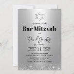 Convite Bar Mitzvah Jewish Star de David Modern Silver<br><div class="desc">Bar Mitzvah Star de David Modern Silver Convites Judeus.</div>