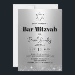 Convite Bar Mitzvah Jewish Star de David Modern Silver<br><div class="desc">Bar Mitzvah Star de David Modern Silver Convites Judeus.</div>