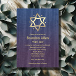 Convite Bar Mitzvah Manteve Madeira Azul Plum Dourado Estr<br><div class="desc">Conjuntos de convites para o bar Mitzvah e Bat Mitzvah desenhados por Umua. Impresso e enviado pela Zazzle ou seus parceiros.</div>
