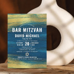 Convite Bar Mitzvah Moderna Folha de Ouro Turquesa<br><div class="desc">Tenha orgulho, alegria e mostre este marco do seu Bar favorito Mitzvah! Enviar este convite legal, único, moderno e personalizado para um evento que se lembre. Traços de pincel de folha de ouro metálico e Estrela de David, juntamente com tipografia branca e ousada, cobrem um rico fundo azul-turquesa em massa....</div>