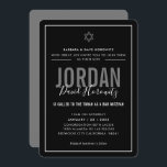 Convite BAR MITZVAH moderno astro rapaz preto branco simpl<br><div class="desc">por kat massard >> kat@simplysweetPAPERIE.com << CONTACT ME para texto personalizado ou para adicionar quaisquer linhas em Hebraico Ame o design, mas gostaria de ver algumas mudanças - outro esquema de cores, produto, adicionar uma foto ou adaptado para uma ocasião diferente - sem preocupações me contate - estou feliz em...</div>