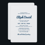 Convite Bar Mitzvah Moderno e Simples<br><div class="desc">Este design é composto de uma escrita cursiva divertida,  contrariada por uma simples tipografia de san serif. Esta design é moderna e simples. 

Disponível aqui:http://www.zazzle.com/store/selectpartysupplies</div>