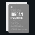 Convite BAR MITZVAH moderno estrela cinza branco simples<br><div class="desc">por kat massard >> kat@simplysweetPAPERIE.com << CONTACT ME para texto personalizado ou para adicionar quaisquer linhas em Hebraico Ame o design, mas gostaria de ver algumas mudanças - outro esquema de cores, produto, adicionar uma foto ou adaptado para uma ocasião diferente - sem preocupações me contate - estou feliz em...</div>