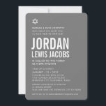 Convite BAR MITZVAH moderno estrela cinza branco simples<br><div class="desc">por kat massard >> kat@simplysweetPAPERIE.com << CONTACT ME para texto personalizado ou para adicionar quaisquer linhas em Hebraico Ame o design, mas gostaria de ver algumas mudanças - outro esquema de cores, produto, adicionar uma foto ou adaptado para uma ocasião diferente - sem preocupações me contate - estou feliz em...</div>