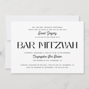 Convite Bar Mitzvah Moderno   Judaico Minimalista Elegante