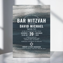 Bar Mitzvah Moderno Negrito Cinza Carvão Folha Pra