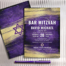 Bar Mitzvah Moderno Negrito Roxo Dourado
