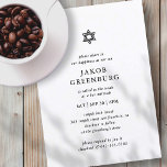 Convite Bar Mitzvah Moderno Simples Elegante Minimalista<br><div class="desc">Design é composto por tipografia sans serif e por tipografia cursiva de escrita lúdica sobre um fundo simples. Disponível aqui: http://www.zazzle.com/store/selectpartysupplies</div>
