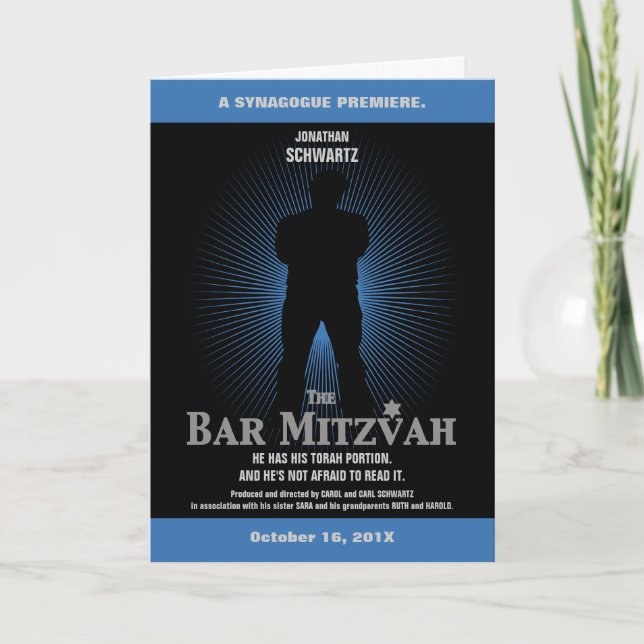 Convite Bar Mitzvah Movie Star Folded Invitation (Frente)