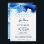 Convite BAR MITZVAH na moda azul-aquarela moderno hebraico<br><div class="desc">pelo kat massard >> kat@simplysweetPAPERIE.com <<< - - - - - - - - - - - - - - - - - - - - - - - - - - - - - - - - - - - - - - - - - - - - -...</div>