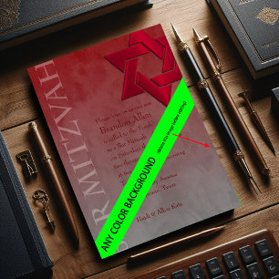 Convite Bar Mitzvah Na moda - Estrela Vermelha de David Om