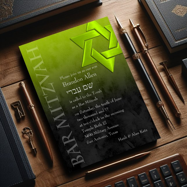 Convite Bar Mitzvah Na moda Star de David Ombre (Criador carregado)