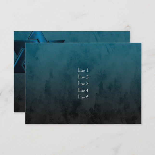 Convite Bar Mitzvah Na moda Teal Blue Star de David Ombre (Frente/Verso)