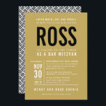 Convite BAR MITZVAH negrito moderno tipo de bloco plano ou<br><div class="desc">por kat massard >> WWW.SIMPLYSWEETPAPERIE.COM <<< - - - - - - - - - - - CONTATE ME para ajudar a equilibrar seu tipo perfeitamente Adore o design, mas gostaria de ver algumas mudanças - outro esquema de cores, produto, adicionar uma foto ou adaptado para uma ocasião diferente -...</div>