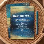 Convite Bar Mitzvah Negrito Tipo Moderno Turquesa Ouro<br><div class="desc">Tenha orgulho, alegria e mostre este marco do seu Bar favorito Mitzvah! Enviar este convite legal, único, moderno e personalizado para um evento que se lembre. Traços de pincel de folha de ouro metálico e Estrela de David, juntamente com tipografia branca e ousada, cobrem um rico fundo azul-turquesa em massa....</div>