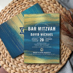 Convite Bar Mitzvah Negrito Turquesa Moderna Tipo Dourada<br><div class="desc">Tenha orgulho, alegria e mostre este marco do seu Bar favorito Mitzvah! Enviar este convite legal, único, moderno e personalizado para um evento que se lembre. Traços de pincel de folha de ouro metálico e Estrela de David, juntamente com tipografia branca e ousada, cobrem um rico fundo azul-turquesa em massa....</div>