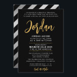 Convite Bar Mitzvah negro moderno   caligrafia dourada<br><div class="desc">por kat massard >> WWW.SIMPLYSWEETPAPERIE.COM << Ame o design,  mas gostaria de ver algumas mudanças - outro esquema de cores,  produto,  adicionar uma foto ou adaptado para uma ocasião diferente - não se preocupe em entrar em contato comigo,  kat@simplysweetPAPERIE.com - Estou feliz em ajudar!</div>