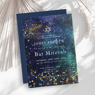 Convite Bar Mitzvah Noite Estelar Galáxia Celestial