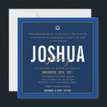 Convite BAR MITZVAH nome moderno marinho ouro azul<br><div class="desc">por kat massard >> kat@simplysweetPAPERIE.com << CONTACT ME para texto personalizado ou para adicionar quaisquer linhas em Hebraico Ame o design, mas gostaria de ver algumas mudanças - outro esquema de cores, produto, adicionar uma foto ou adaptado para uma ocasião diferente - sem preocupações me contate - estou feliz em...</div>