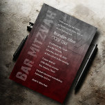 Convite Bar Mitzvah Ombre Grunge Vermelho<br><div class="desc">Bar Mitzvah Ombre Grunge Red Bar Mitzvah e conjuntos de convites Bat Mitzvah projetados por Umua. Impresso e enviado pela Zazzle ou seus parceiros.</div>