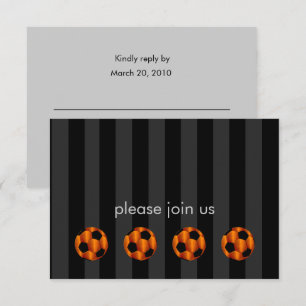Convite Bar Mitzvah Orange e Black Soccer Ball