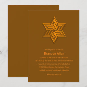 Convite Bar Mitzvah Orange Tones Star de David
