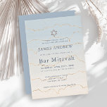 Convite Bar Mitzvah Pale Blue Gold Linings<br><div class="desc">Este convite de Bar Mitzvah chic e moderno apresenta um fundo gradiente azul claro e creme com bordas em dourado falso. Personalize-o para suas necessidades. Você pode encontrar produtos correspondentes na minha loja.</div>