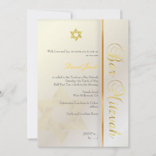Convite Bar Mitzvah/pérola/ouro
