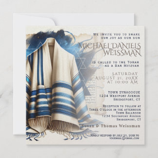 Convite Bar Mitzvah Prayer Shawl Scroll