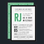 Convite BAR MITZVAH preto verde-cinzento geométrico<br><div class="desc">por kat massard >> WWW.SIMPLYSWEETPAPERIE.COM <<< - - - - - - - - - - - CONTATE ME para ajudar a equilibrar seu tipo perfeitamente Adore o design, mas gostaria de ver algumas mudanças - outro esquema de cores, produto, adicionar uma foto ou adaptado para uma ocasião diferente -...</div>