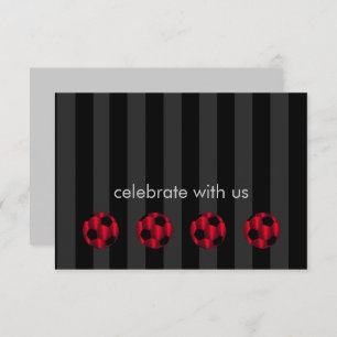 Convite Bar Mitzvah Red e Black Soccer Ball