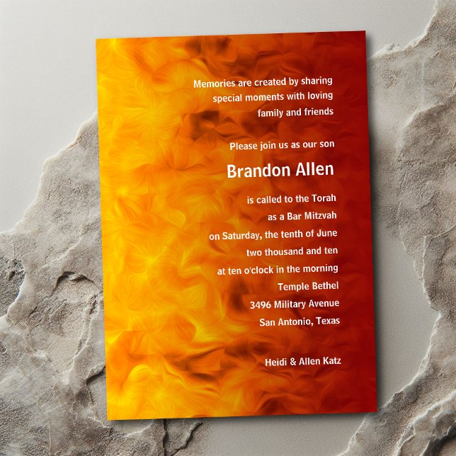 Convite Bar Mitzvah Red e Orange (Criador carregado)