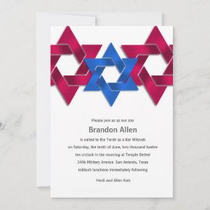 Convite Bar Mitzvah Red White Blue Star